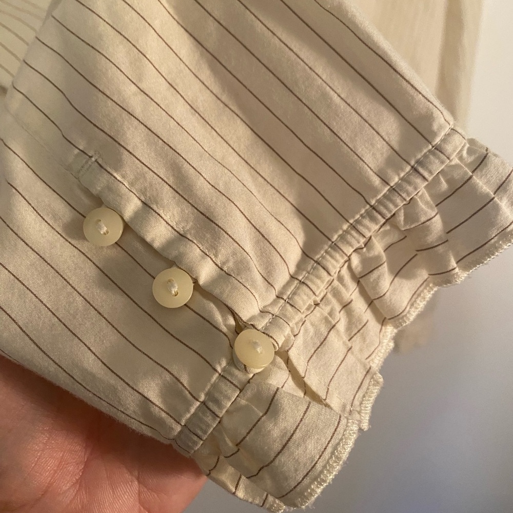 Cream Striped Ruffle Blouse - Picture 2 of 5